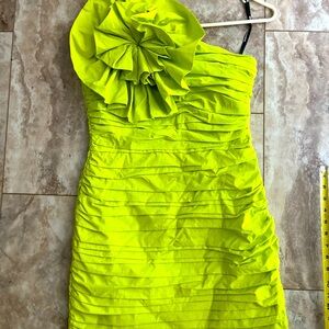 New Chaouiche brand yellow/lime ruching mini dress.Size M lined new w tags! $139